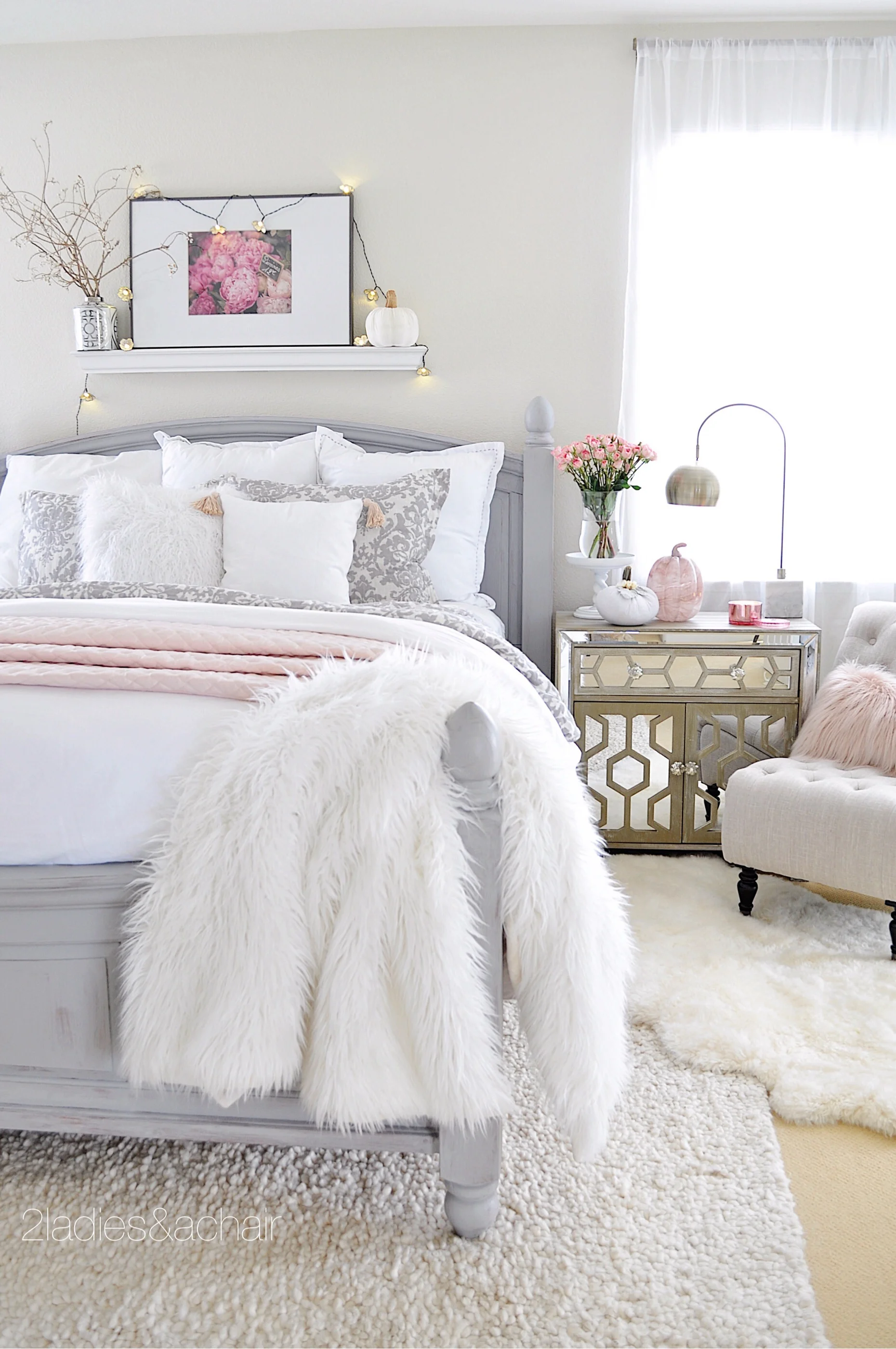 Cozy grey online and white bedroom